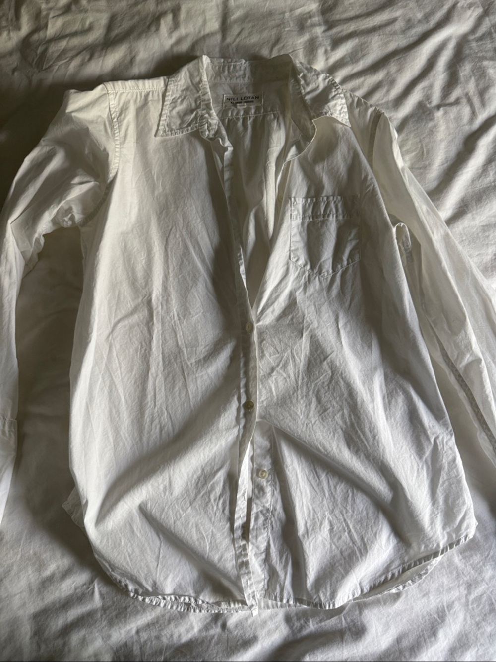 Nili Lotan Ivory-White Classic Button-Down Shirt